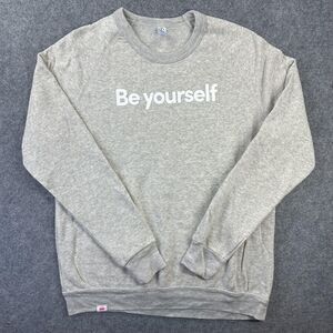 Alternative Sweatshirt Mens Large Gray Be Yourself Lyft Graphic Fleece Crewneck